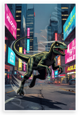 Velociraptor Speed Agility Urban Night Cityscape 12x18 US Made Poster
