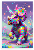 Vibrant Triceratops Abstract Playful Dinosaur 12x18 US Made Poster