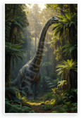 Majestic Brachiosaurus in Lush Jurassic Forest Wildlife 12x18 US Made Poster