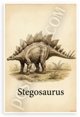 Stegosaurus Vintage Illustration Educational 12x18 US Made Poster