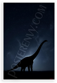 Brachiosaurus Silhouette Under Starry Night Sky Wildlife 12x18 US Made Poster
