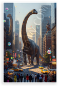 Brachiosaurus Wandering Modern City Surreal Whimsical 12x18 US Made Poster