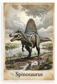 Spinosaurus Dinosaur Scientific Illustration Vintage Style 12x18 US Made Poster