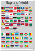 Flags of the World Africa & Asia Geography NEW World Travel Poster (tr303)