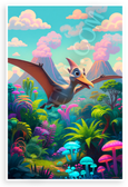 Pteranodon Gliding Prehistoric Jungle Cartoon 12x18 US Made Poster