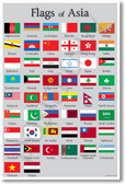 Flags of Asia NEW World Travel Classroom Poster (tr298) geography