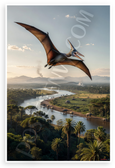 Pteranodon Flying Over Prehistoric Landscape Wildlife 12x18 US Made Poster