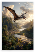 Pteranodon Flying Over Jurassic Prehistoric Jungle 12x18 US Made Poster