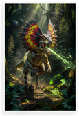 Dilophosaurus Venom Spit Jurassic Jungle Dramatic Wildlife 12x18 US Made Poster