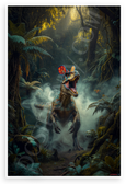 Dilophosaurus Roaring in Misty Jungle Dinosaur 12x18 US Made Poster