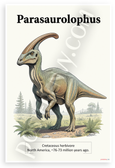Parasaurolophus Cretaceous Herbivore Educational Dinosaur 12x18 US Made Poster
