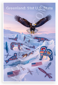 Greenland 51st US State Bald Eagle Inuit Art Ice Landscape 12x18 US Made Poster