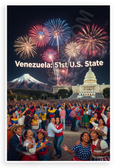 Venezuela 51st U.S. State Fireworks Celebration Crowd 12x18 US Made Poster