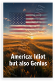America Idiot but also Genius Patriotic Landscape 12x18 US Made Poster