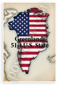 Greenland 51st U.S. State Patriotic Map 12x18 US Made Poster