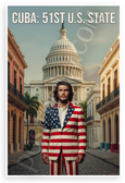 Cuba 51st US State Che Guevara Stars Stripes Suit 12x18 US Made Poster