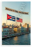 Havana Cuba Skyline Welcome 51st State Cuban American Flags 12x18 US Made Poster