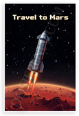 Travel to Mars Starship Pixel Art Space Exploration 12x18 US Made Poster