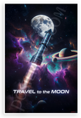 Starship Rocket Travel to the Moon Sci-Fi Space Exploration 12x18 US Made Poster