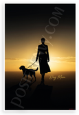 Dog Mom Woman Walking Silhouette Sunset Motivational 12x18 US Made Poster