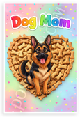 Dog Mom German Shepherd in Dog Bone Heart Whimsical 12x18 US Made Poster