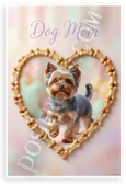 Dog Mom Yorkshire Terrier Bone Heart Frame Pastel 12x18 US Made Poster