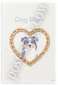 Australian Shepherd Dog Mom Bone Heart Frame Minimalist 12x18 US Made Poster