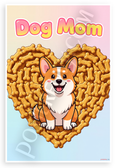 Dog Mom Cute Corgi in Bone Treat Heart Cartoon 12x18 US Made Poster