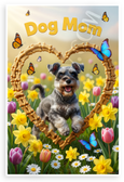 Dog Mom Miniature Schnauzer in Dog Bone Heart Spring Flowers 12x18 US Made Poster