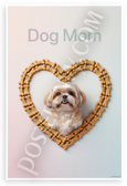 Dog Mom Shih Tzu in Dog Bone Heart Frame Pastel 12x18 US Made Poster