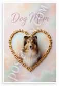 Dog Mom Shetland Sheepdog in Dog Bone Heart Pastel 12x18 US Made Poster