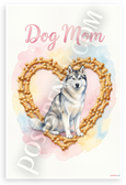 Dog Mom Siberian Husky Dog Bone Heart Watercolor 12x18 US Made Poster