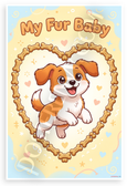 My Fur Baby Brittany Dog Bone Heart Whimsical Cartoon 12x18 US Made Poster