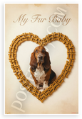 My Fur Baby Basset Hound Dog Bone Heart Vintage 12x18 US Made Poster