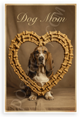 Dog Mom Basset Hound in Dog Bone Heart Vintage 12x18 US Made Poster