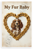 My Fur Baby English Cocker Spaniel Dog Bone Heart Vintage 12x18 US Made Poster