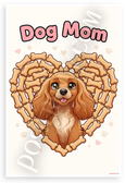 Dog Mom English Cocker Spaniel Bone Heart Cartoon 12x18 US Made Poster