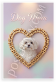 Dog Mom Maltese in Dog Bone Heart Pastel Art 12x18 US Made Poster