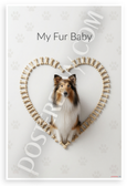My Fur Baby Collie Dog Bone Heart Frame Minimalist 12x18 US Made Poster