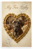 My Fur Baby Mastiff Dog Bone Heart Frame Vintage 12x18 US Made Poster