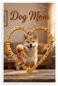 Dog Mom Shiba Inu in Dog Bone Heart Frame Cute Pet Lover 12x18 US Made Poster