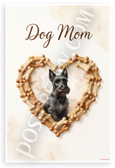 Dog Mom Scottish Terrier Dog Bone Heart Watercolor 12x18 US Made Poster