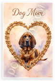 Dog Mom Bloodhound in Dog Bone Heart Watercolor 12x18 US Made Poster
