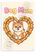 Dog Mom Cute Akita in Bone Treat Heart Whimsical 12x18 US Made Poster
