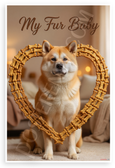 My Fur Baby Akita in Dog Bone Heart Frame Pet Lover 12x18 US Made Poster
