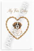 Saint Bernard My Fur Baby Dog Bone Heart Watercolor 12x18 US Made Poster