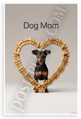Dog Mom Miniature Pinscher in Dog Bone Heart Modern Minimalist 12x18 US Made Poster