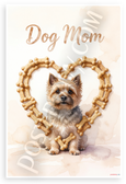 Dog Mom Cairn Terrier Dog Bone Heart Watercolor 12x18 US Made Poster