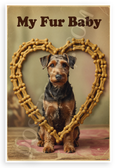 My Fur Baby Airedale Terrier Dog Bone Heart Vintage 12x18 US Made Poster