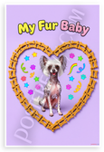 My Fur Baby Chinese Crested Dog Treat Heart Border Whimsical 12x18 US Made Poster